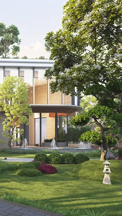 Landscaped outdoor spaces — Architectural render