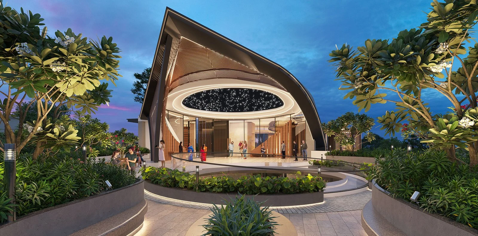 Clubhouse entrance — Architectural render